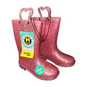 Western Chief Toddler Girls Abby Glitter Light-Up Rain Boots Pink Size 11 | NWT